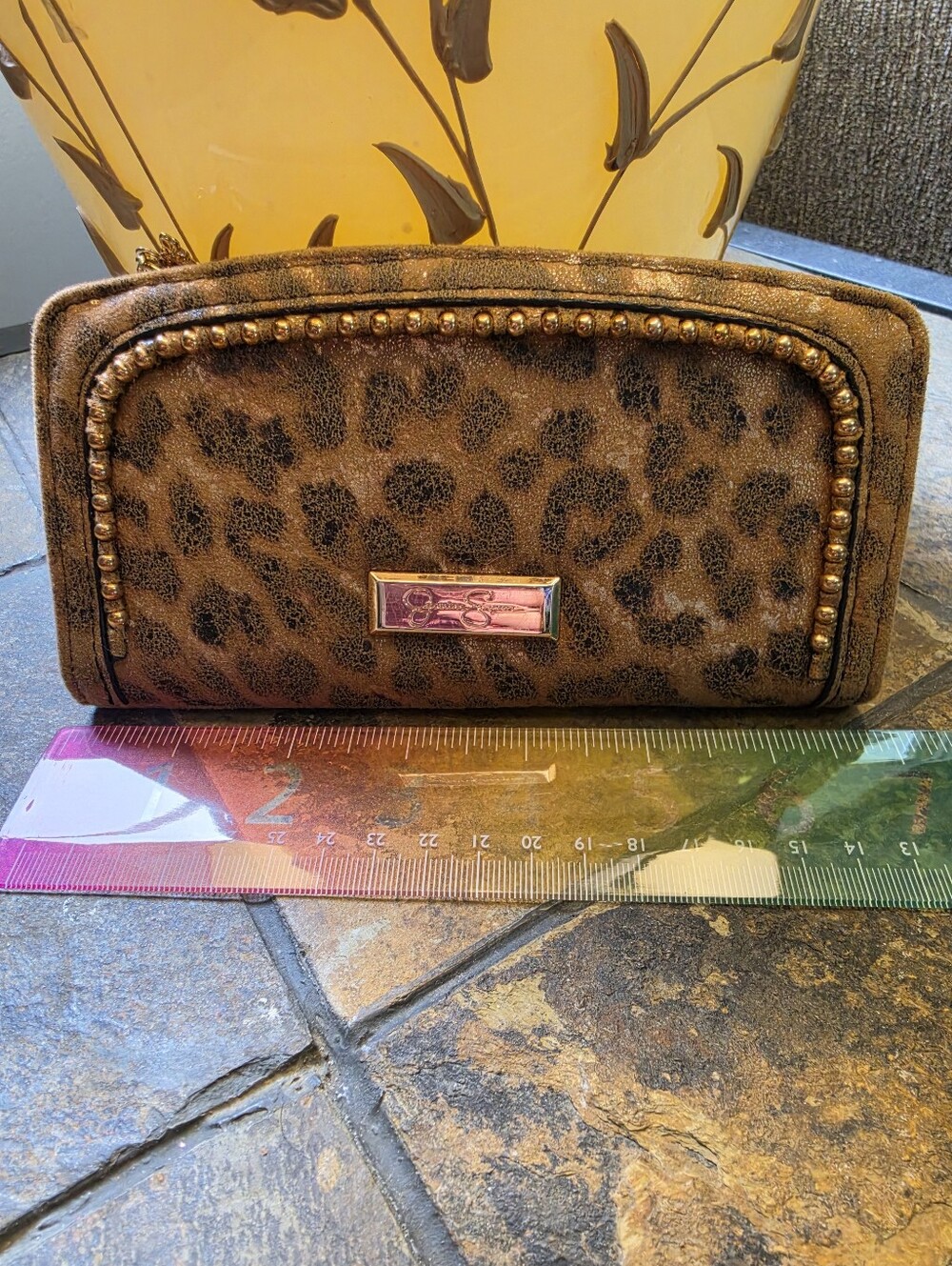 Jessica Simpson Leopard Print Wallet with Gold Hardware